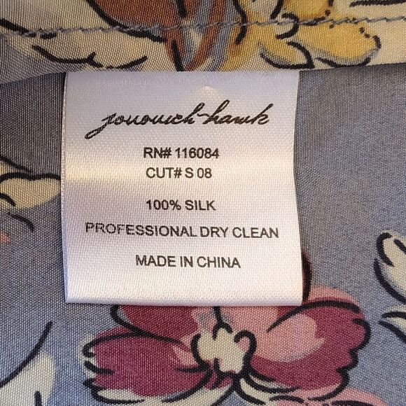 Jovovich Hawk Blue Silk Floral‎ Mini Dress S/M Ruffle Spring Summer - Picture 5 of 5